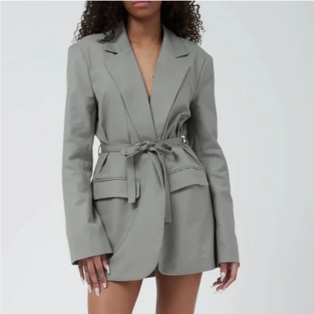 Lioness Sage Gray Belted Blazer Dress